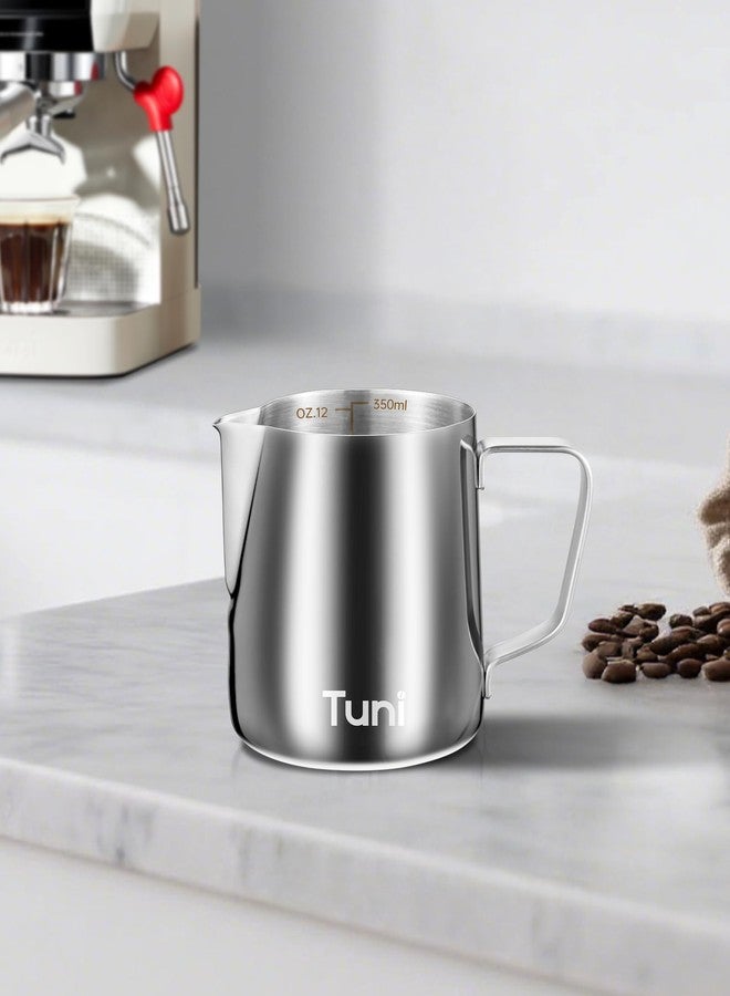 Tuni Milk Frothing Pitcher, 12oz/350ml Stainless Steel Milk Jug Steaming Cup, Milk Coffee Cappuccino Latte Art Steam Creamer Frother Pitcher - Image 4